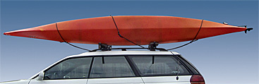 Kayak locking cable on car.